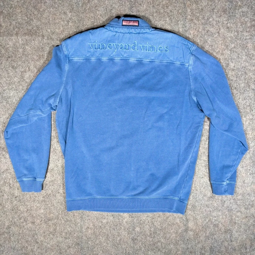 Vineyard Vines Quarter Zip Pullover Mens M Blue Shep Shirt Logo Cotton Sweater